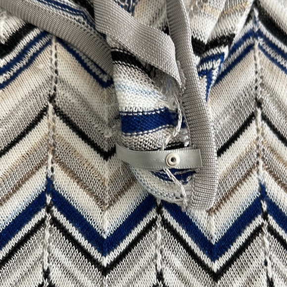 WHBM Blue Metallic Chevron Open Back Delicate Lightweight Open Knit Sweater-XS - Picture 10 of 11